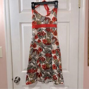 Patagonia Halter Dress Shelf Bra Orange Tan Size Small Floral